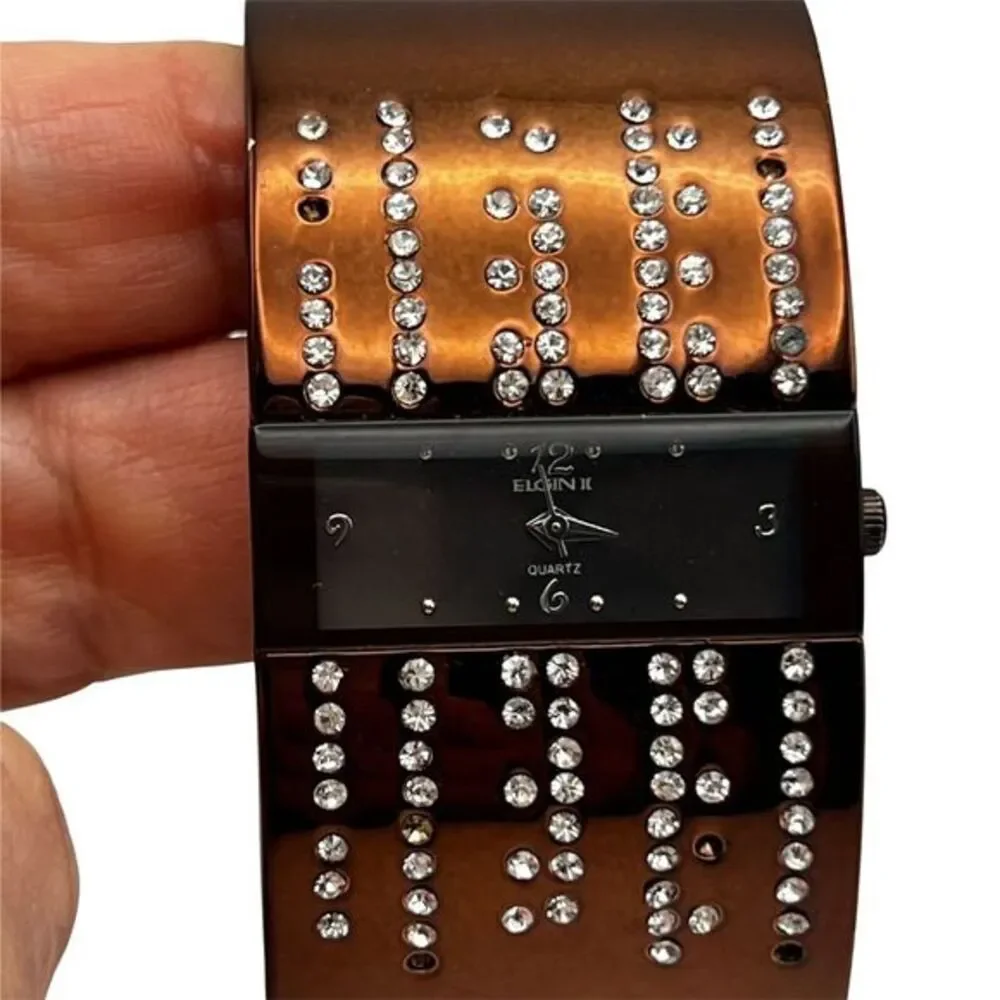 ELGIN II Women's‎ Watch Bangle Rhinestones Bracelet